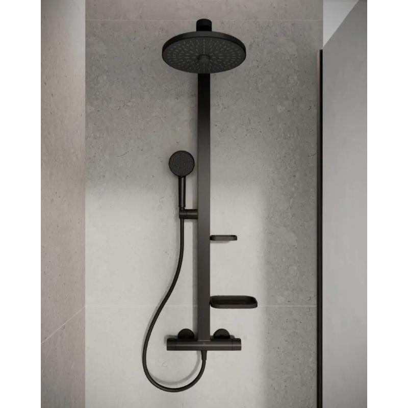 Coloană de duș termostatată Ideal Standard Ceratherm Alu+, 2 jeturi, negru mat